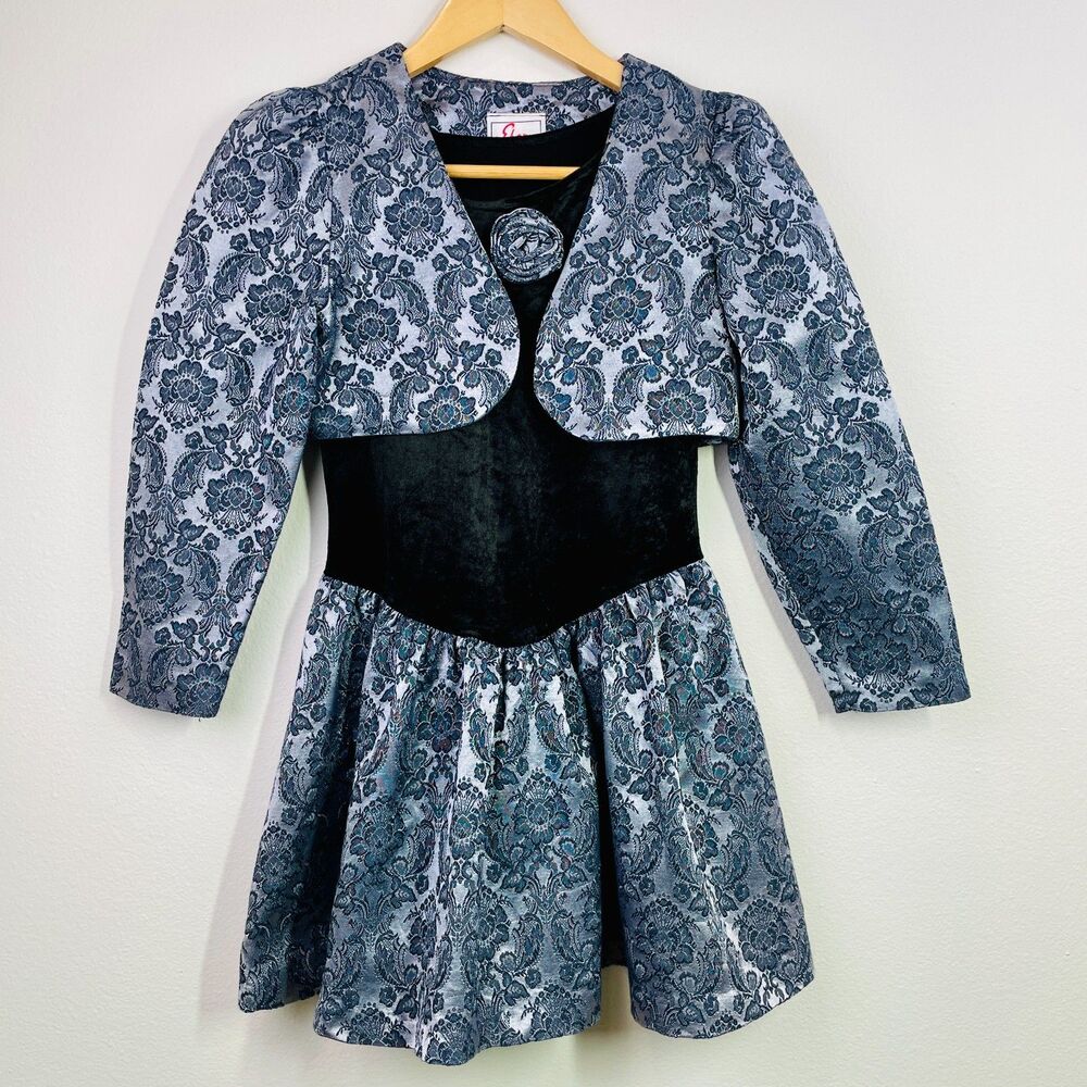 Vintage Girls 80s 90s Dress Tag Sz 10 Vintage Girls Bolero Dress Cropped Bolero